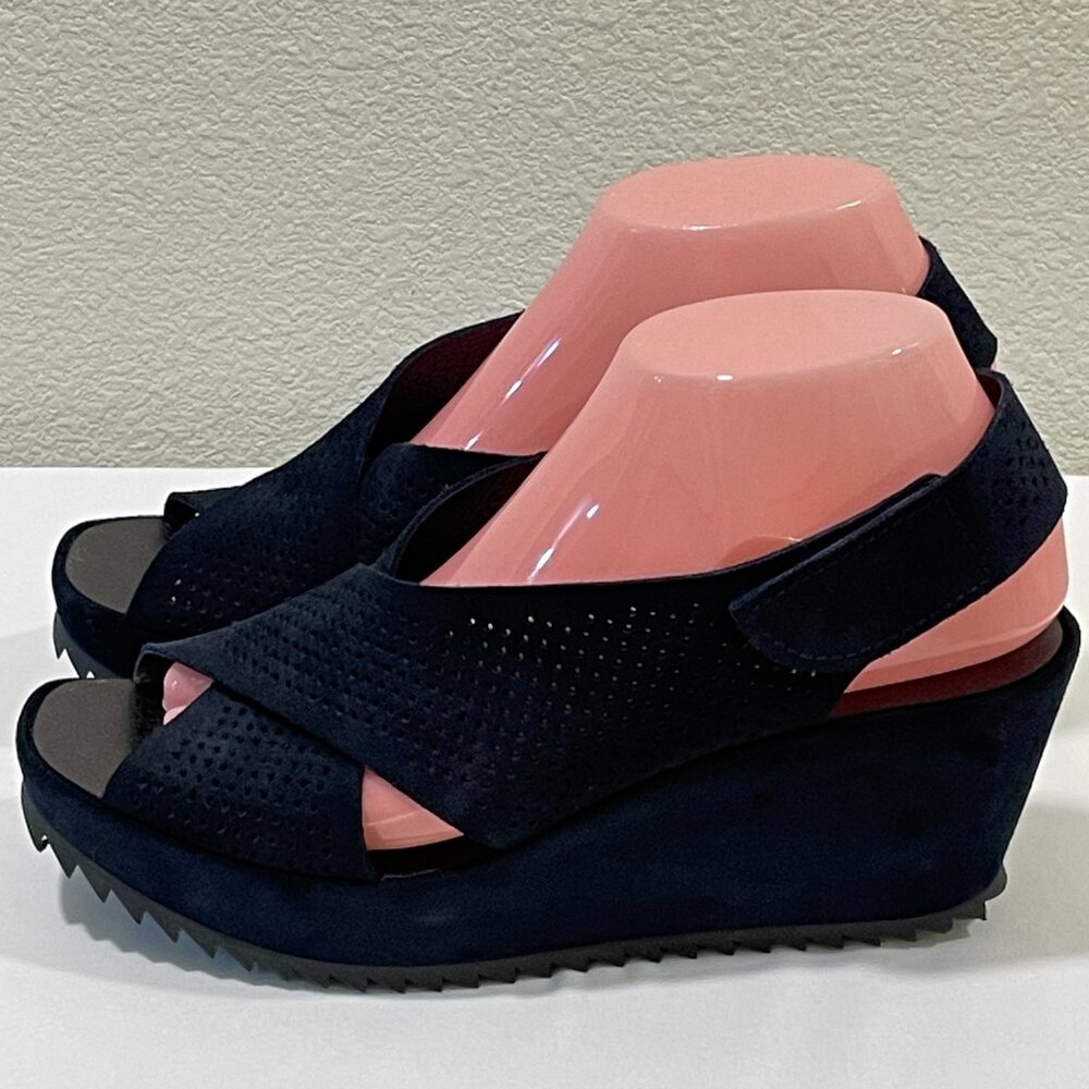 NEW, PEDRO GARCIA "Frigg" Suede Crossover Sling Back Wedge, Spain, Navy - 39/9 - Picture 3 of 13